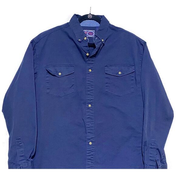 Williams Bay Button Up Shirt Men's Large Tall Solid Blue Long Sleeve - Picture 4 of 7